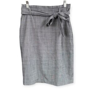 Ann Taylor Womens Gray Textured Tie Waist Pencil Skirt Size 0